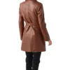Nikolai Sleek Fit Brown Leather Trench Coat Back