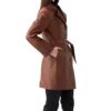 Nikolai Sleek Fit Brown Leather Trench Coat Side View