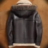 Noah Brown Hooded Aviator style Leather Jacket Back