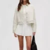 Nora Off White Cropped Corduroy Jacket