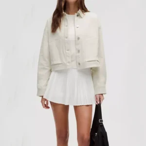 Nora Off White Cropped Corduroy Jacket