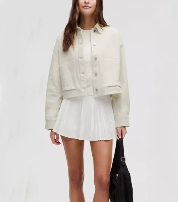 Nora Off White Cropped Corduroy Jacket