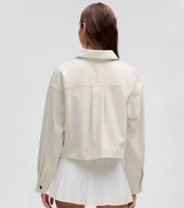 Nora Off White Cropped Corduroy Jacket Back