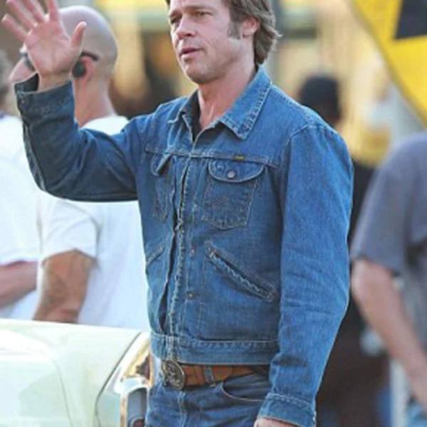 Once Upon a Time in Hollywood Brad Pitt Jean Jacket Front 1 scaled