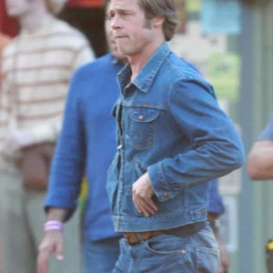 Once Upon a Time in Hollywood Brad Pitt Jean Jacket Side View 1 scaled