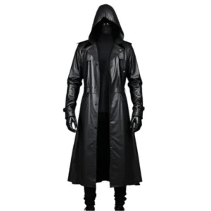 Patrick Mens Hooded Winter Leather Overcoat