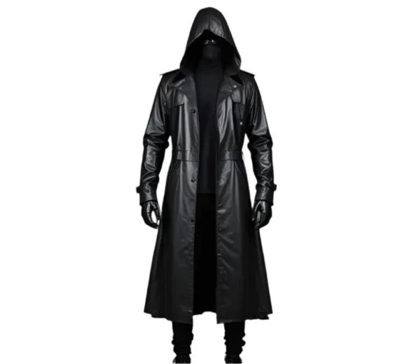Patrick Mens Hooded Winter Leather Overcoat
