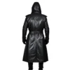 Patrick Mens Hooded Winter Leather Overcoat Back
