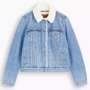 Patti Harrison Poker Face S02 Shearling Denim Jacket Front