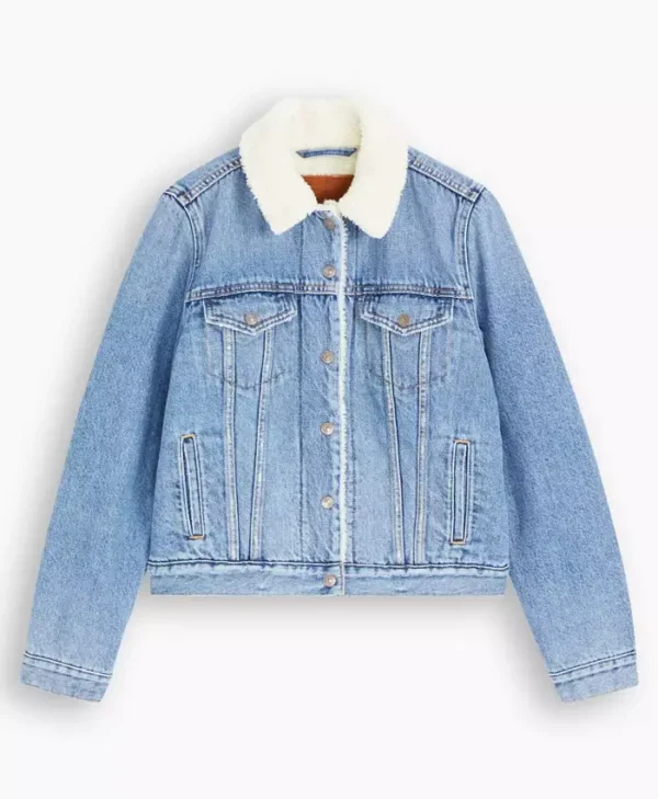 Patti Harrison Poker Face S02 Shearling Denim Jacket Front
