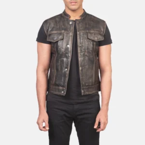 Paxton Vintage look Distressed Leather Vest