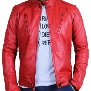 Peyton Streamlined Red Cafe Racer Jacket