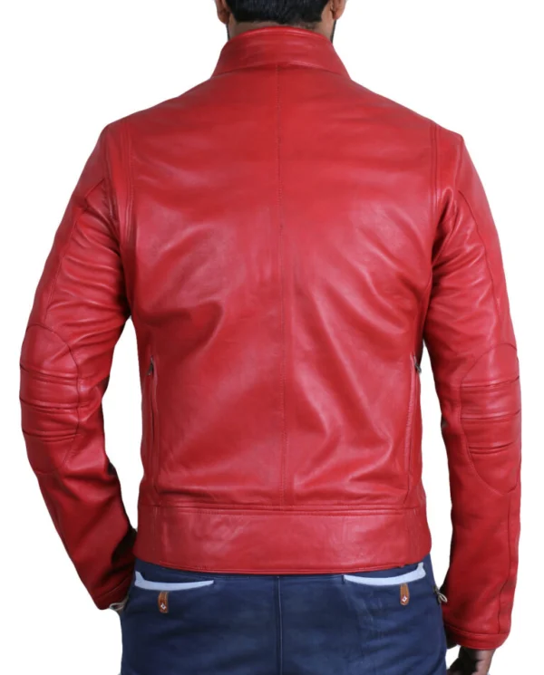Peyton Streamlined Red Cafe Racer Jacket Back
