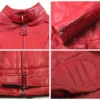 Peyton Streamlined Red Cafe Racer Jacket Closeup