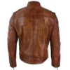 Phareall Distressed Brown Leather Motorcycle Jacket Back