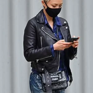 Pom Klementieff Mission Impossible Leather Jacket Side Pose