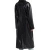 Quinn Fashion Savvy Black Belted Leather Long Coat Back