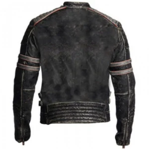 Quinton Jet Black Motorcycle Jacket Back