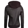 Raistlin Removable Hooded Leather Motorcycle Black Bomber Jacket Back