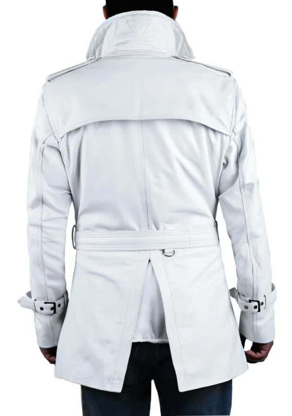 Raven Mens Wool lined Winter Leather Car Coat Back