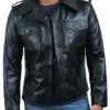 Rayshawn Black Aviator Leather Jacket
