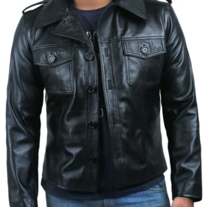 Rayshawn Black Aviator Leather Jacket
