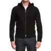 Regan black suede hooded leather jacket