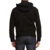 Regan black suede hooded leather jacket back