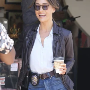 Renée Ballard Coffee Brown Leather Jacket