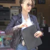 Renée Ballard Coffee Brown Leather Jacket Front View