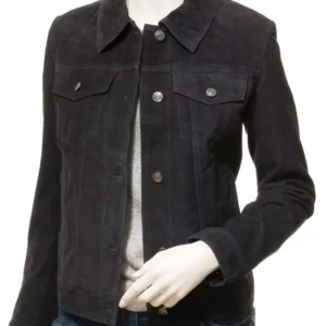 Rheann Womens Suede Leather Trucker Jacket