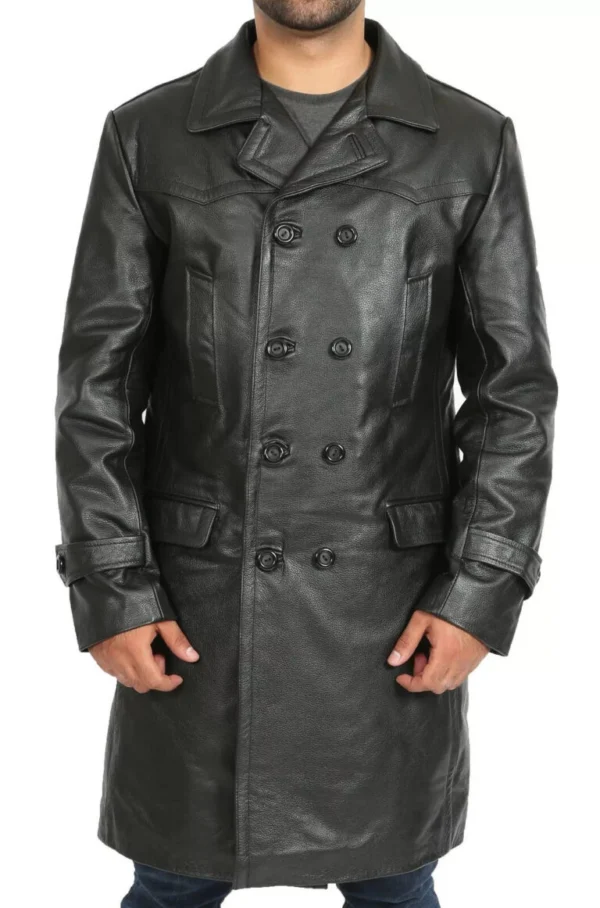 Ricky Classic Double Breasted Leather Coat