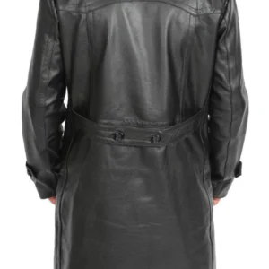 Ricky Classic Double Breasted Leather Coat Back
