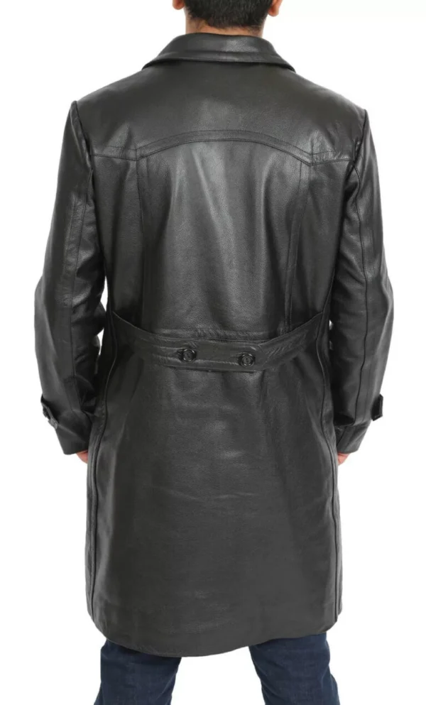 Ricky Classic Double Breasted Leather Coat Back