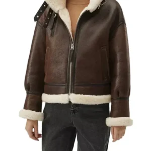 Rosie Brown B3 Shearling Bomber Leather Aviator Jacket