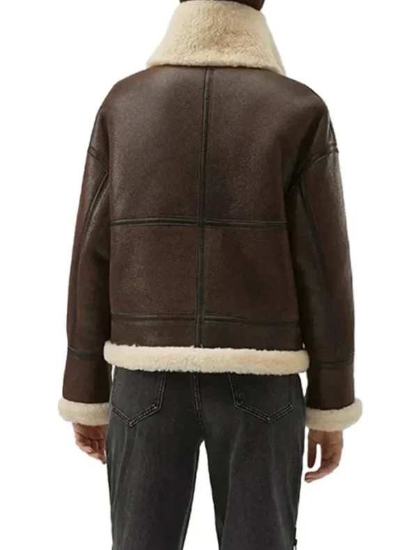 Rosie Brown B3 Shearling Bomber Leather Aviator Jacket Back