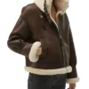 Rosie Brown B3 Shearling Bomber Leather Aviator Jacket Side View
