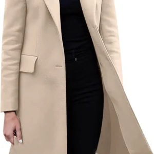 Ruby Casual Notched Lapel Collar Cotton Coat
