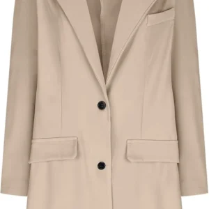 Ruby Casual Notched Lapel Collar Cotton Coat Front