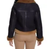 Sabrina Shearling Brown Fur Trim Real Leather Jacket Back