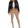 Sabrina Shearling Brown Fur Trim Real Leather Jacket Open Front