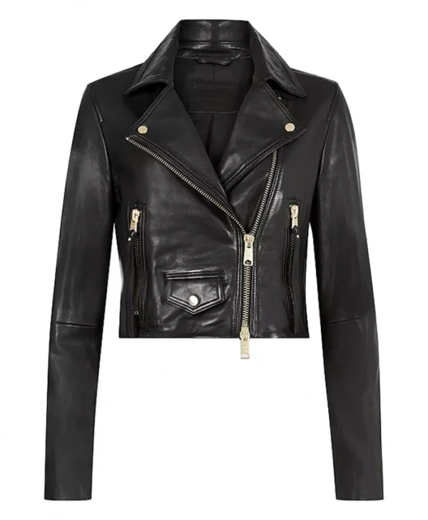 Samira Parker Ballard S01 Black Leather Jacket Front View