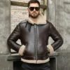 Santino Brown Biker Jacket With Shearling Warmth
