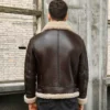 Santino Brown Biker Jacket With Shearling Warmth Back