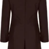 Sara Notch Lapel Collar Burgundy Wool Long Overcoat Back