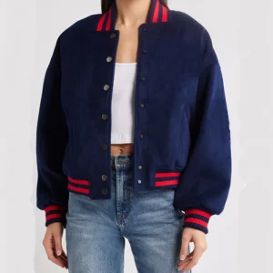 Savanah Blue Fashionable Varsity Bomber Jacket