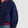 Savanah Blue Fashionable Varsity Bomber Jacket Right Side