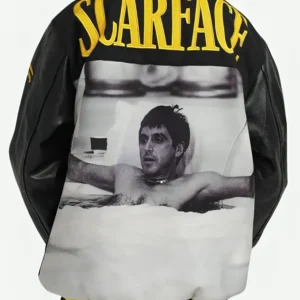 Scarface Black and Yellow Tony Montana Varsity Bomber Jacket Back