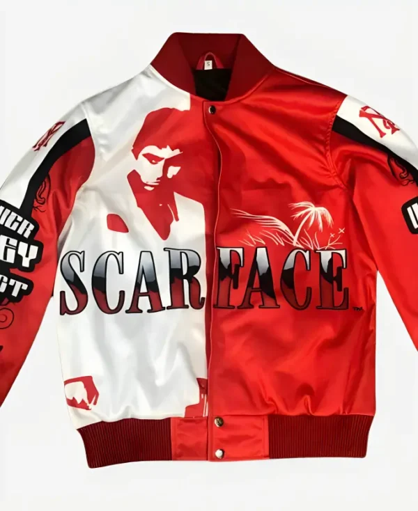 Scarface Leather Red Varsity Jacket