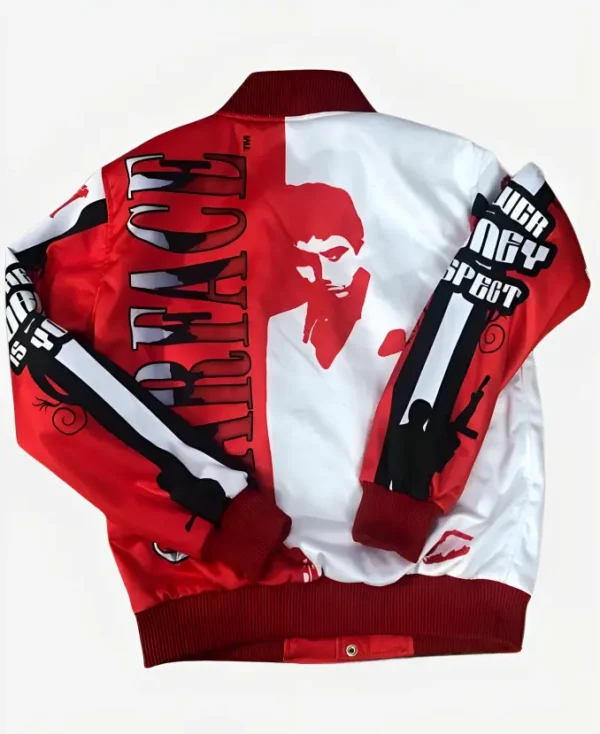 Scarface Leather Red Varsity Jacket Back